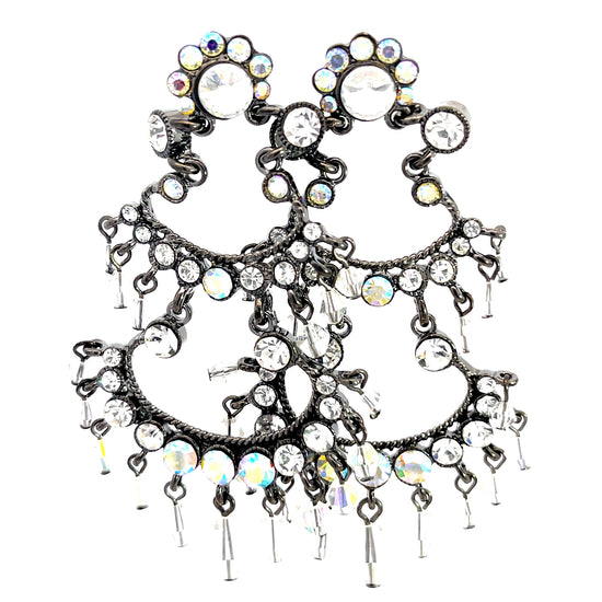 Load image into Gallery viewer, Clear Crystal Cascade Chandelier Statement Earring - Born To Glam
