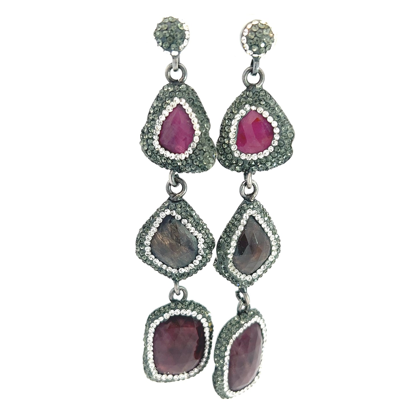 Load image into Gallery viewer, Multicolor Gemstone Long Earring - Born To Glam
