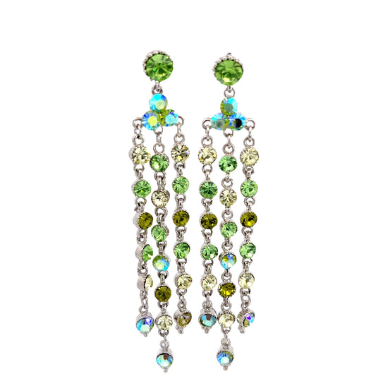 Load image into Gallery viewer, Green Crystal Fringe Chandelier Earring - Born To Glam
