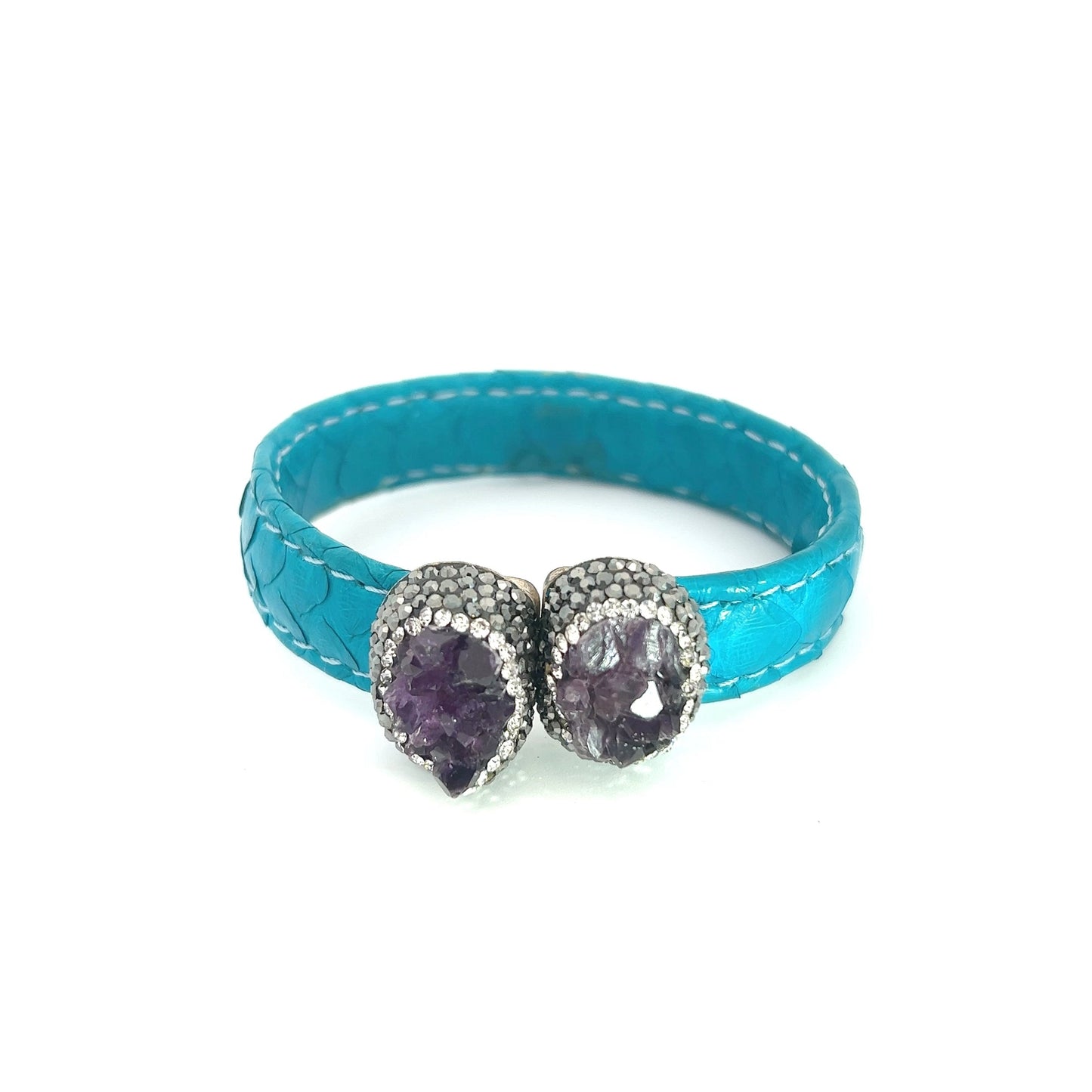 Turquoise Small Splendor Gemstone Leather Cuff Bracelet - Born To Glam