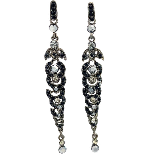 Load image into Gallery viewer, Black &amp;amp; Gray Crystal Drop Earring - Born To Glam
