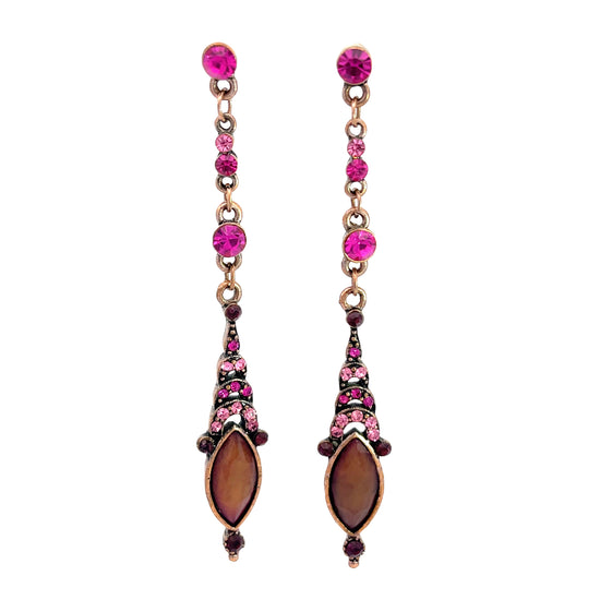 Load image into Gallery viewer, Pink Dangle Drop Crystal Earring - Born To Glam
