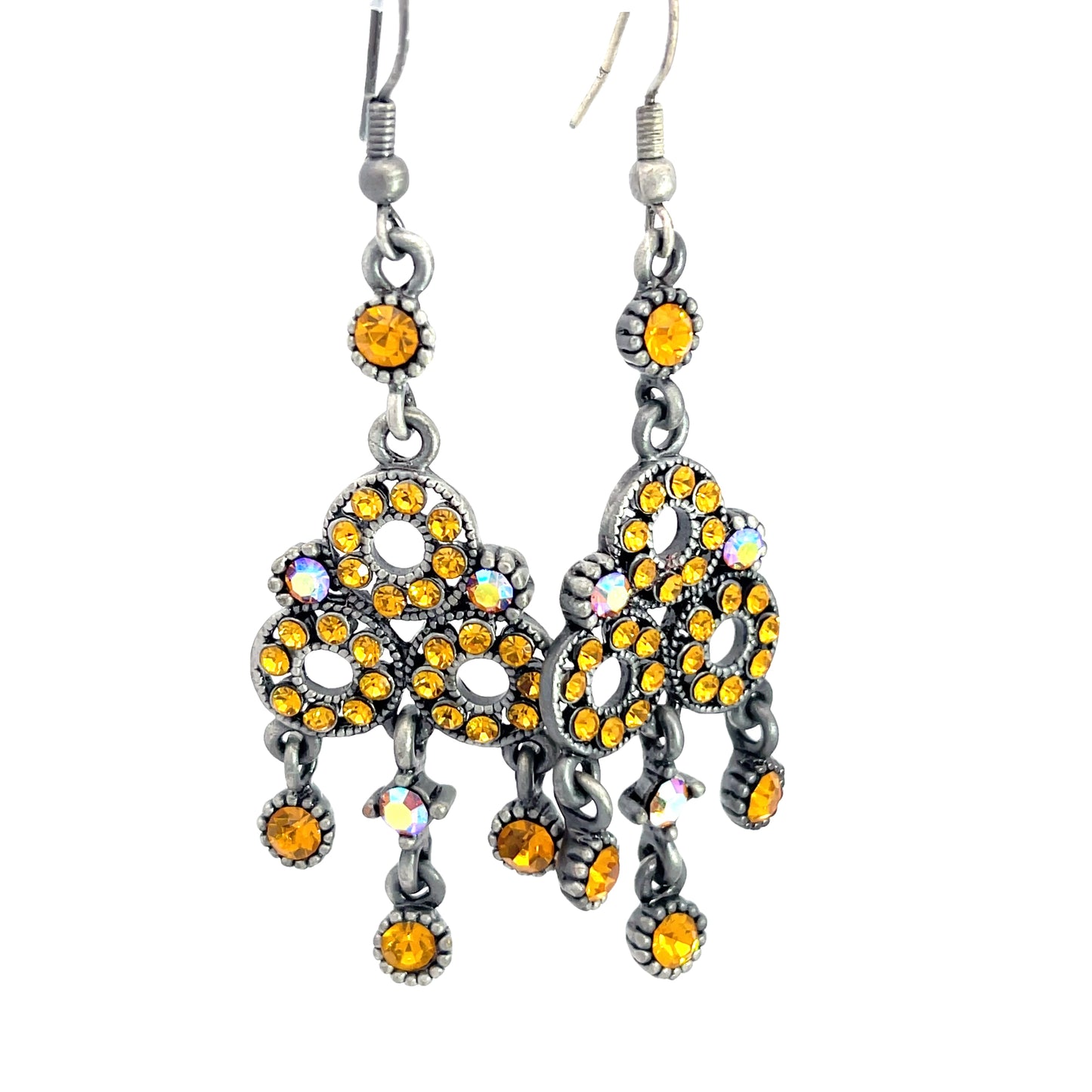 Load image into Gallery viewer, Gold Yellow Crystal Chandelier Loop Earring - Born To Glam
