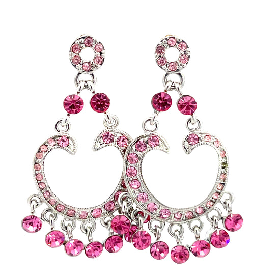Pink Flirty Crystal Chandelier Earring - Born To Glam