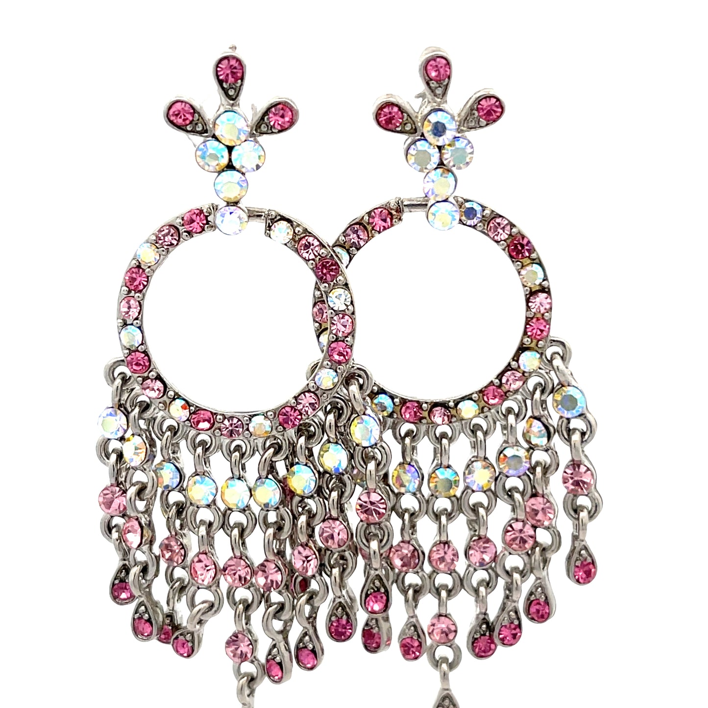 Load image into Gallery viewer, Pink Crystal Fringe Chandelier Earring - Born To Glam
