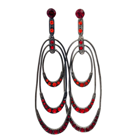 Load image into Gallery viewer, Red Multihoop Crystal Earring - Born To Glam

