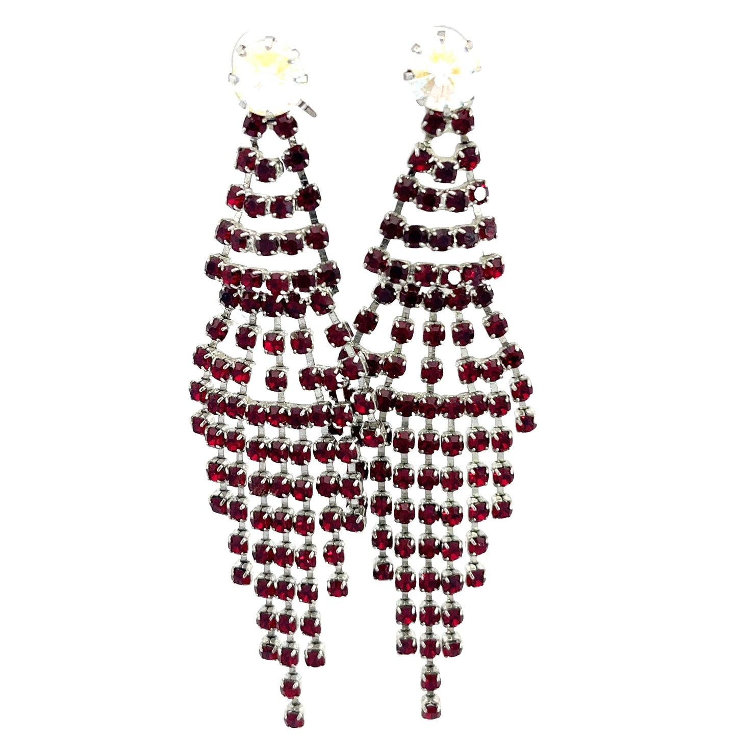 Load image into Gallery viewer, Red Rhinestone Chandelier Earring - Born To Glam
