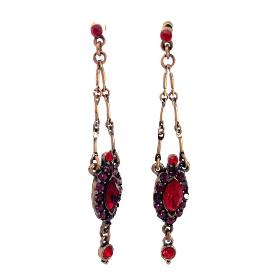 Load image into Gallery viewer, Red Crystal Long Gold Drop Earring - Born To Glam
