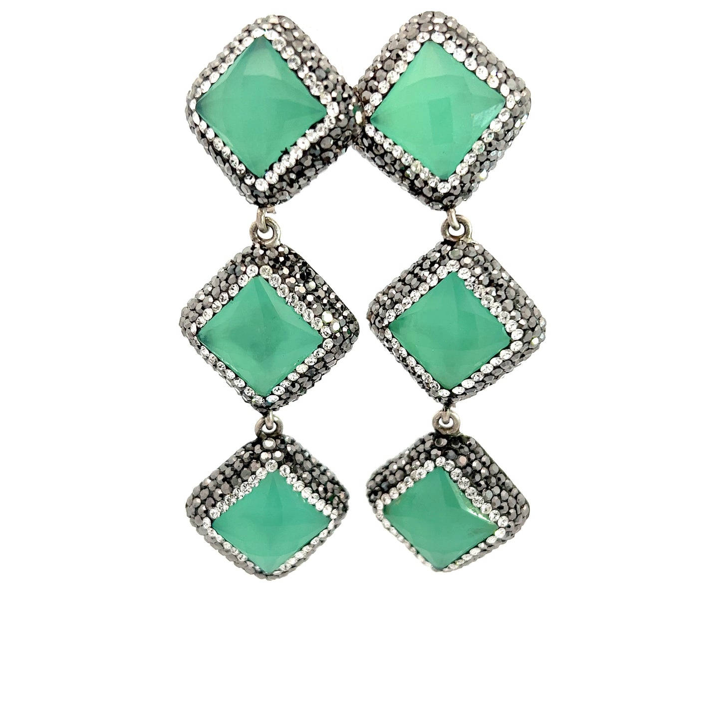 Load image into Gallery viewer, Mint Quartz and Crystal Sterling Silver Earring - Born To Glam
