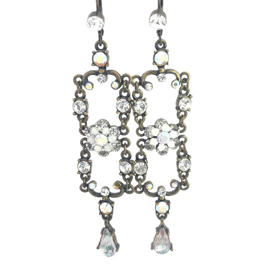 Load image into Gallery viewer, White Crystal Flower Drop Earring - Born To Glam
