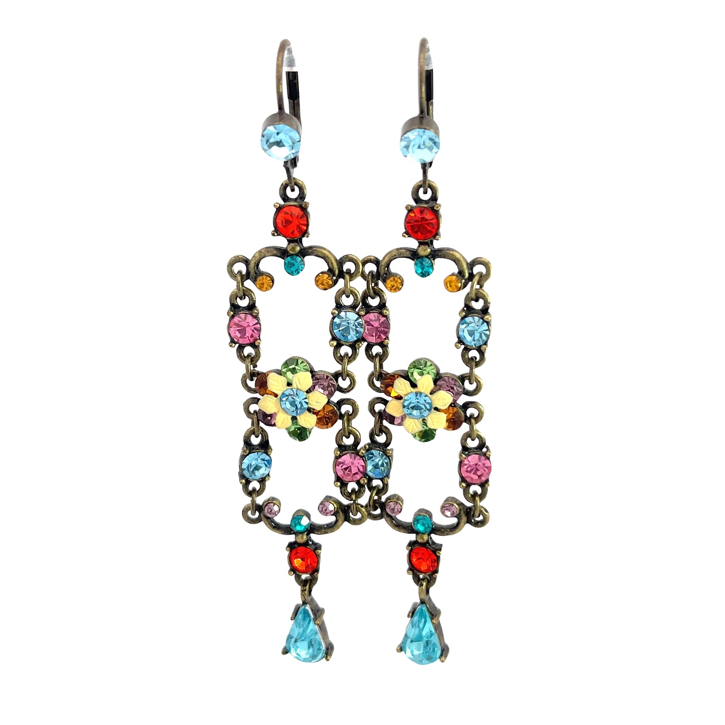 Multicolor Flower Crystal Drop Earring - Born To Glam