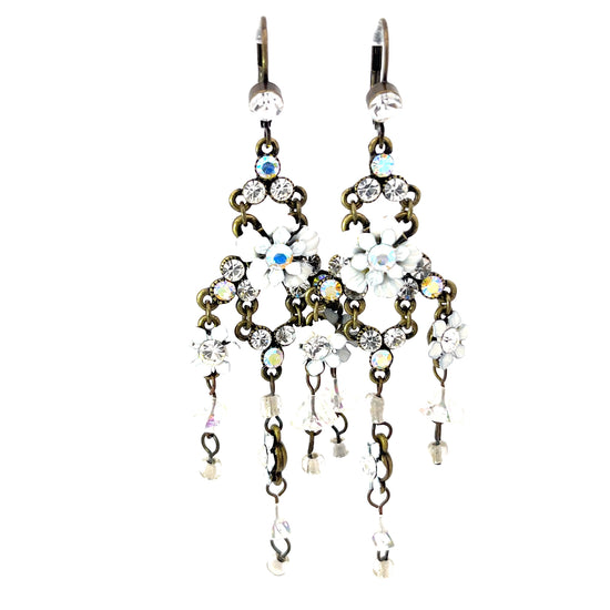 White Floral Chandelier Earring - Born To Glam