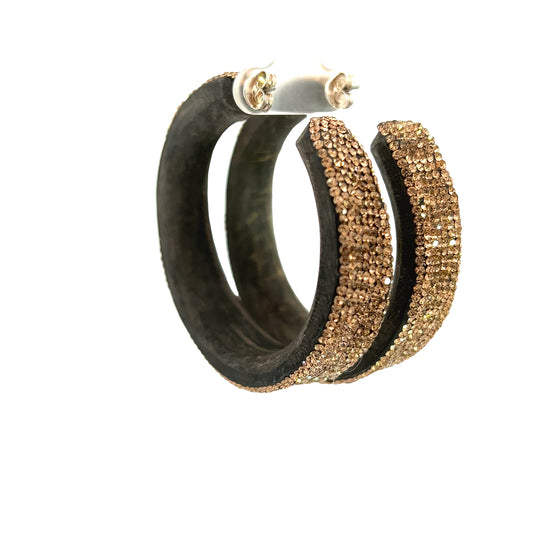 Champagne Crystal Large Hoops - Born To Glam