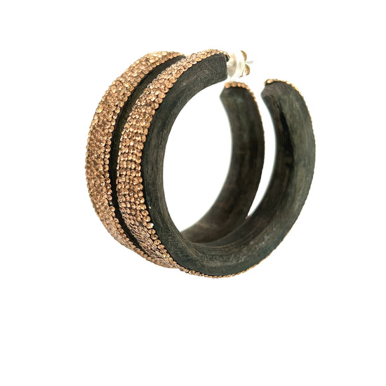Champagne Crystal Large Hoops - Born To Glam