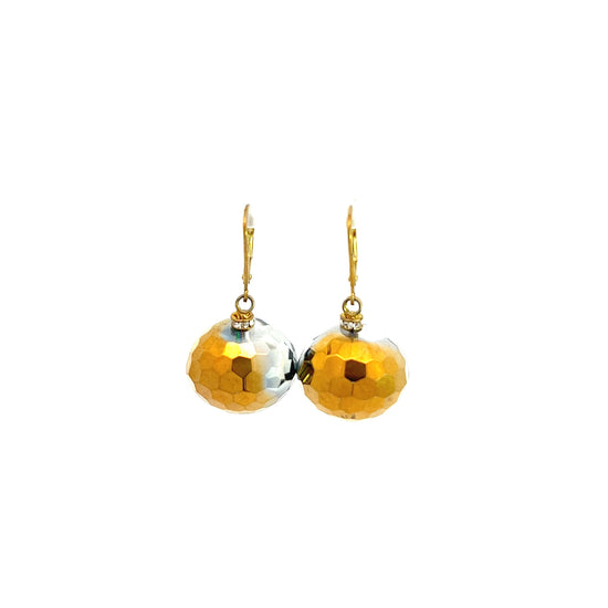 Load image into Gallery viewer, Golden Crystal Ball Dangle Earring - Born To Glam
