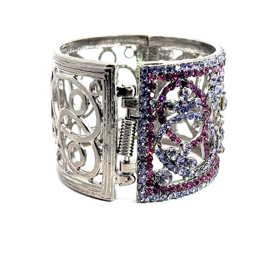 Load image into Gallery viewer, Purple Crystal Cuff Bracelet - Born To Glam
