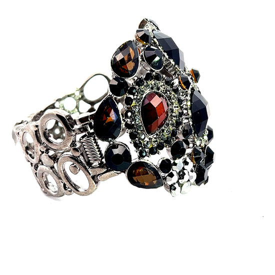 Load image into Gallery viewer, Black Large Crystal Cuff Bracelet - Born To Glam

