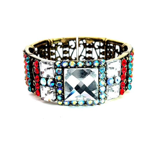 Load image into Gallery viewer, Multicolor Crystal Square Bracelet - Born To Glam
