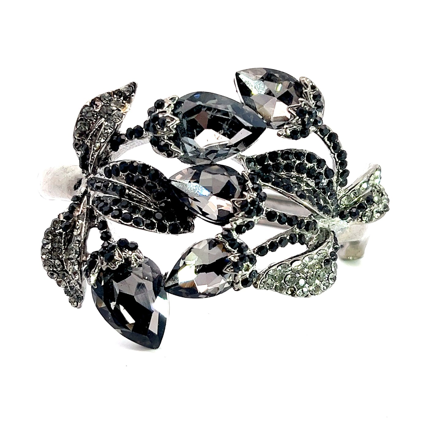 Black Crystal Leaf Bracelet - Born To Glam