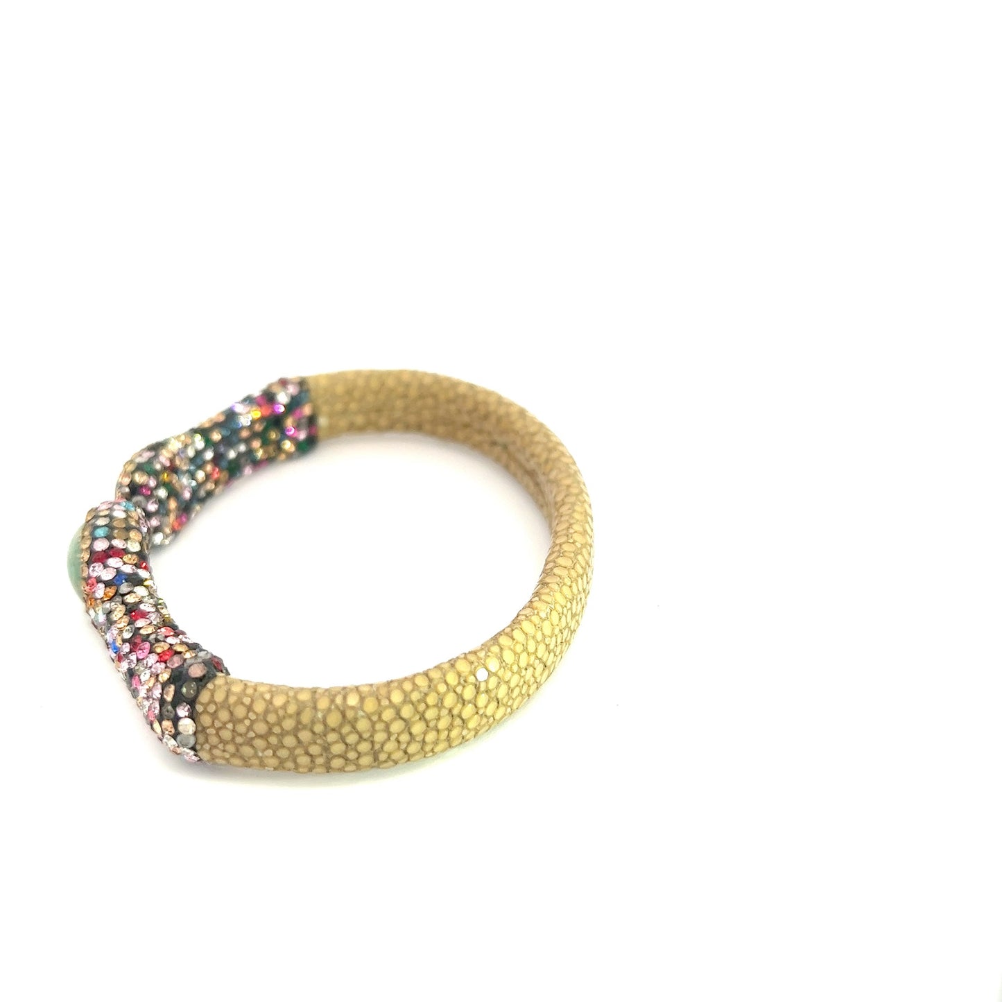 Yellow Shagreen Gemstone Simple Cuff Bracelet - Born To Glam
