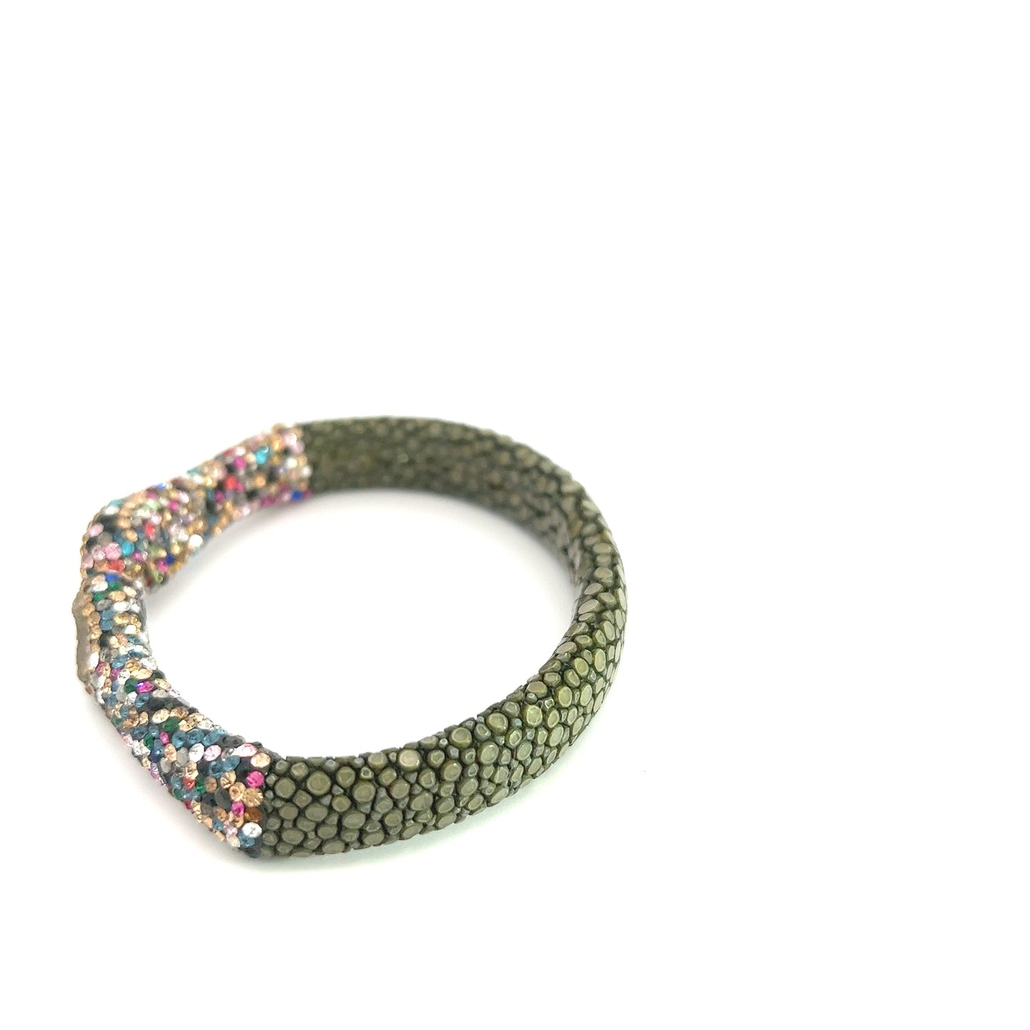 Load image into Gallery viewer, Green Shagreen Gemstone Simple Cuff Bracelet - Born To Glam
