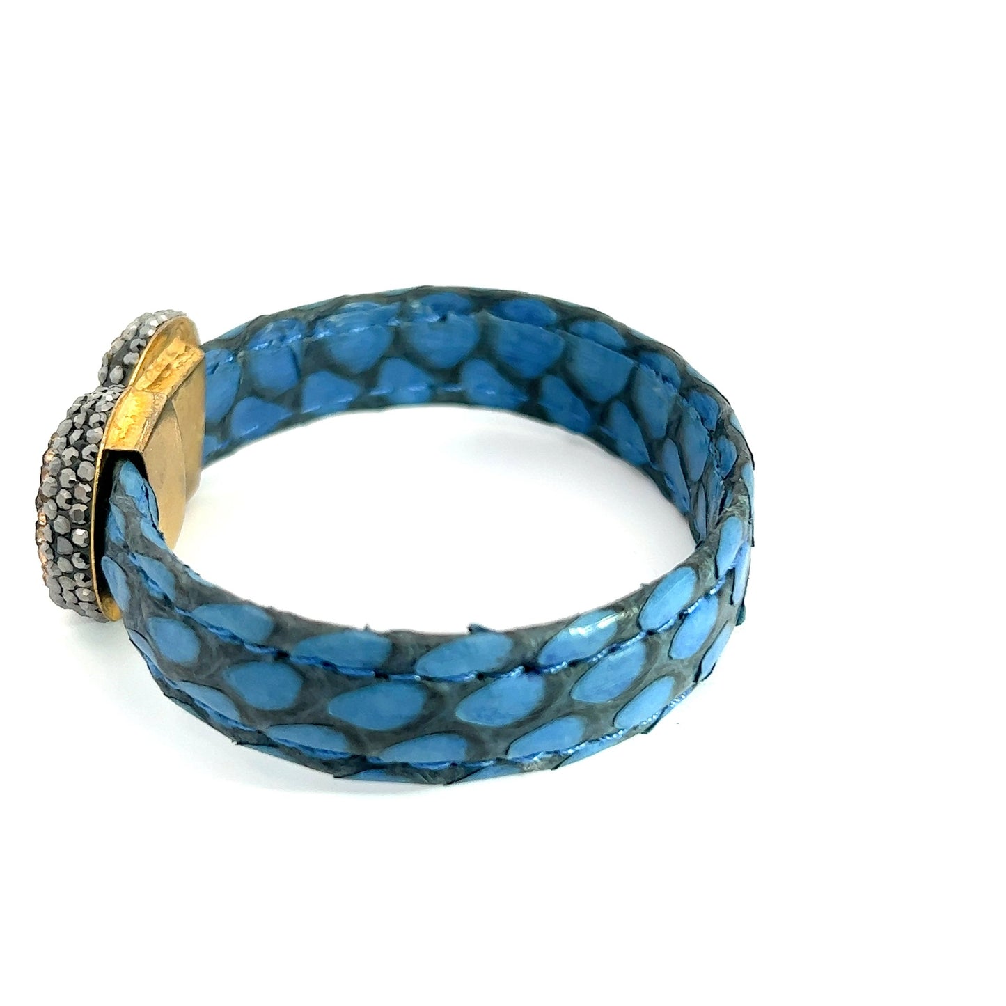 Blue Small Splendor Gemstone Leather Cuff Bracelet - Born To Glam