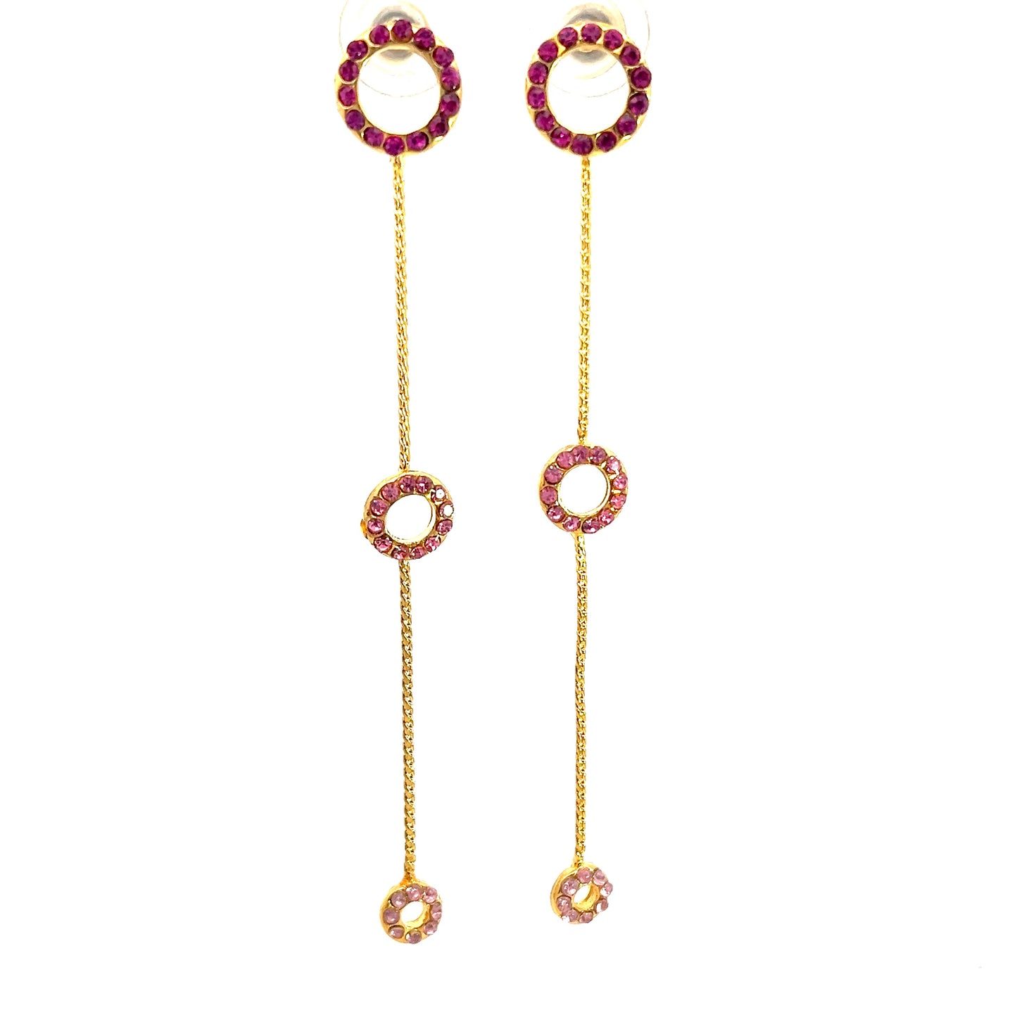 Load image into Gallery viewer, Pink &amp;amp; Gold Circle Long Chain Earring - Born To Glam
