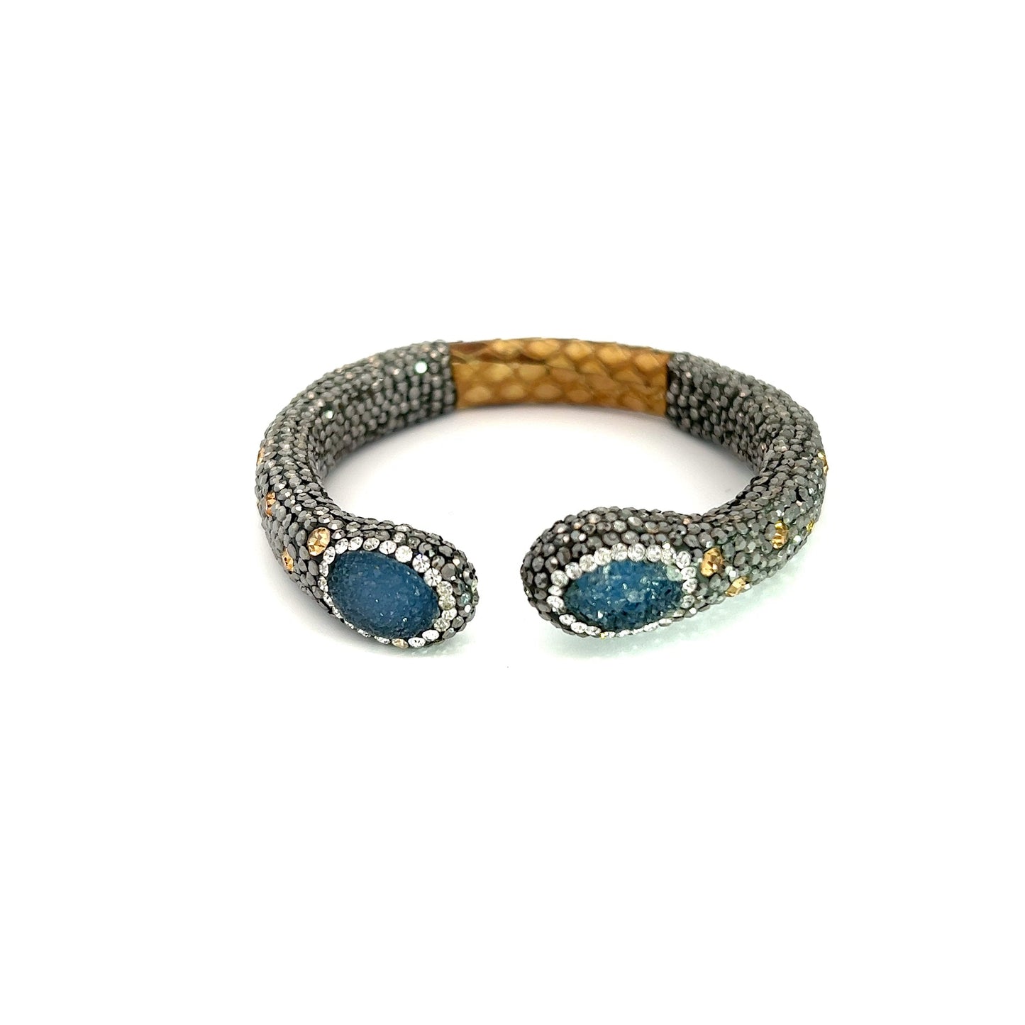 Load image into Gallery viewer, Blue Crystal Prism Gemstone Cuff Bracelet - Born To Glam
