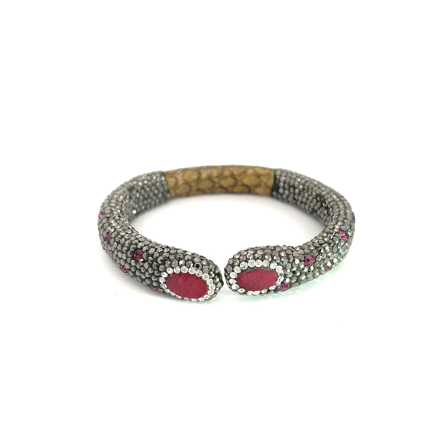 Load image into Gallery viewer, Red Crystal Prism Gemstone Cuff Bracelet - Born To Glam
