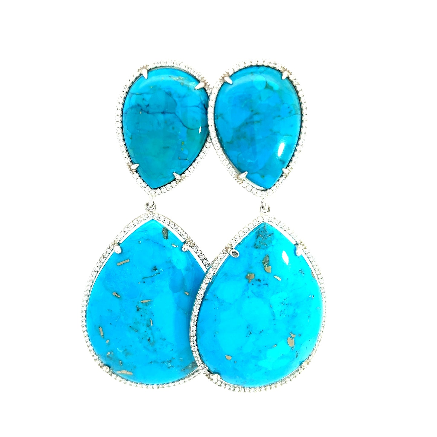 Turquoise & CZ Sterling Silver Statement Earring - Born To Glam