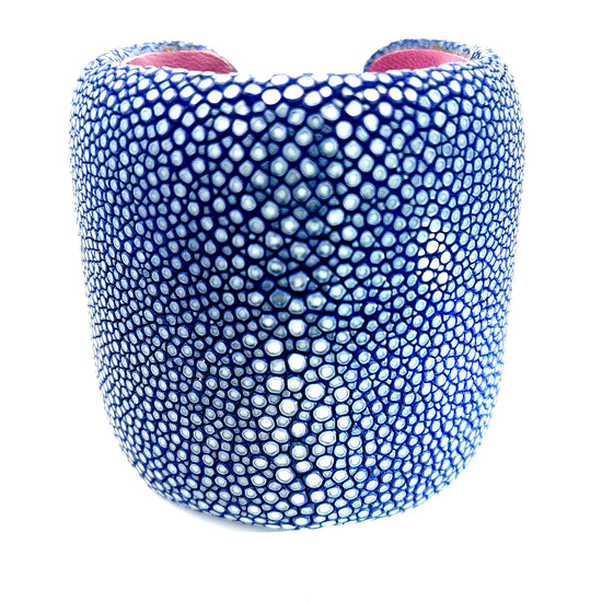 Load image into Gallery viewer, Navy Blue Shagreen Cuff - Born To Glam
