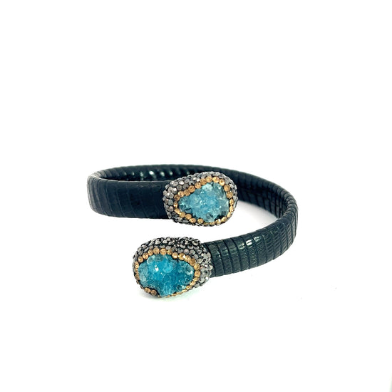 Load image into Gallery viewer, Midnight Blue Sultry Serpent Leather Bracelet - Born To Glam
