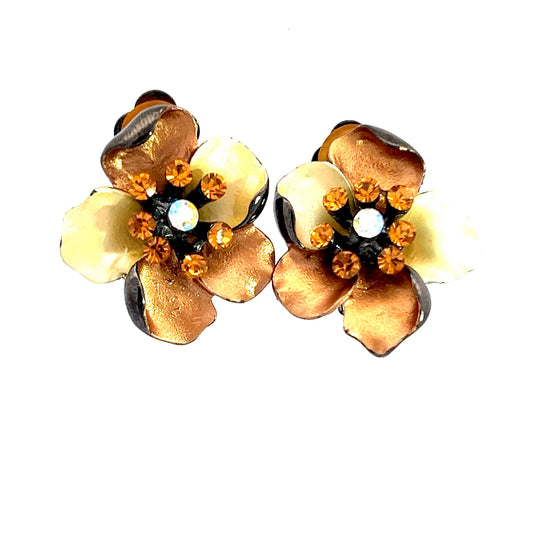 Golden Flower Clip On Stud Earring - Born To Glam