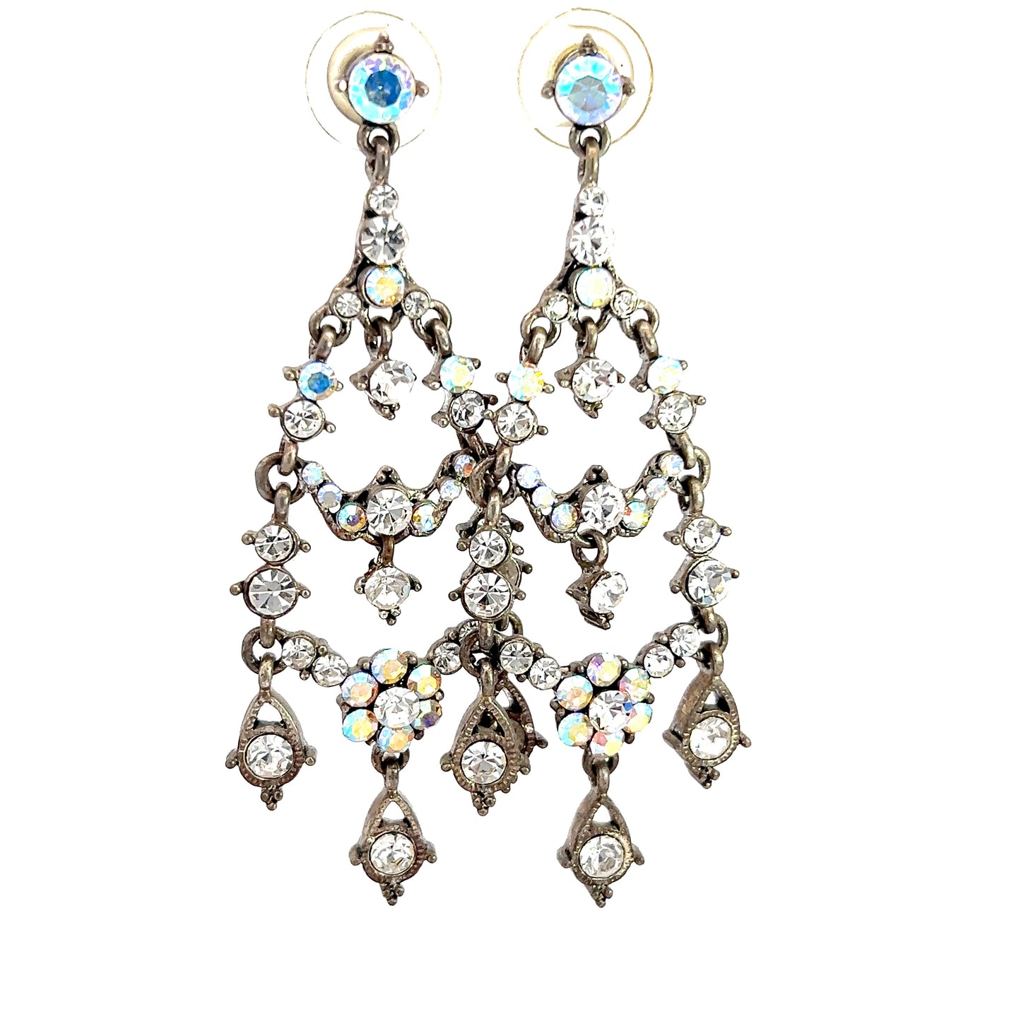 Load image into Gallery viewer, Clear &amp;amp; Iridescent Chandelier Earring - Born To Glam
