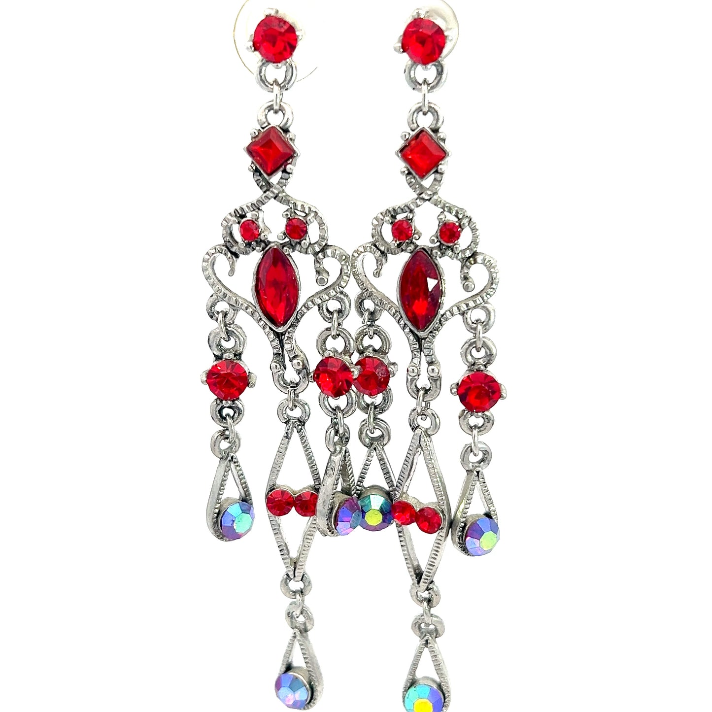 Load image into Gallery viewer, Red &amp;amp; Iridescent Crystal Earring - Born To Glam
