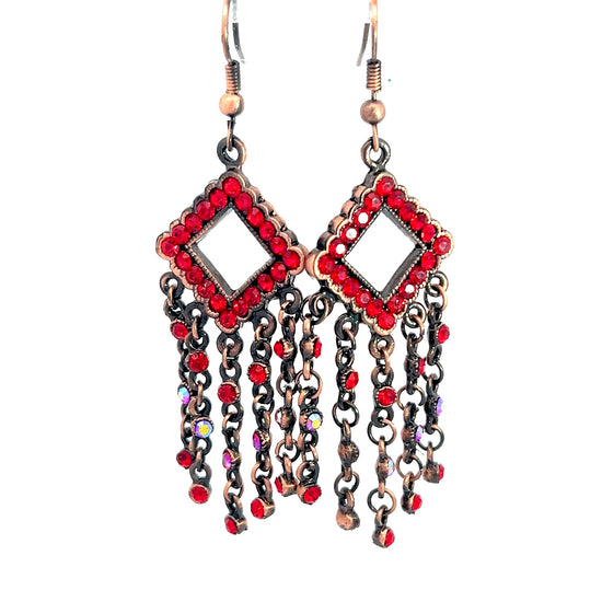 Red Fringe Crystal Dangle Earring - Born To Glam