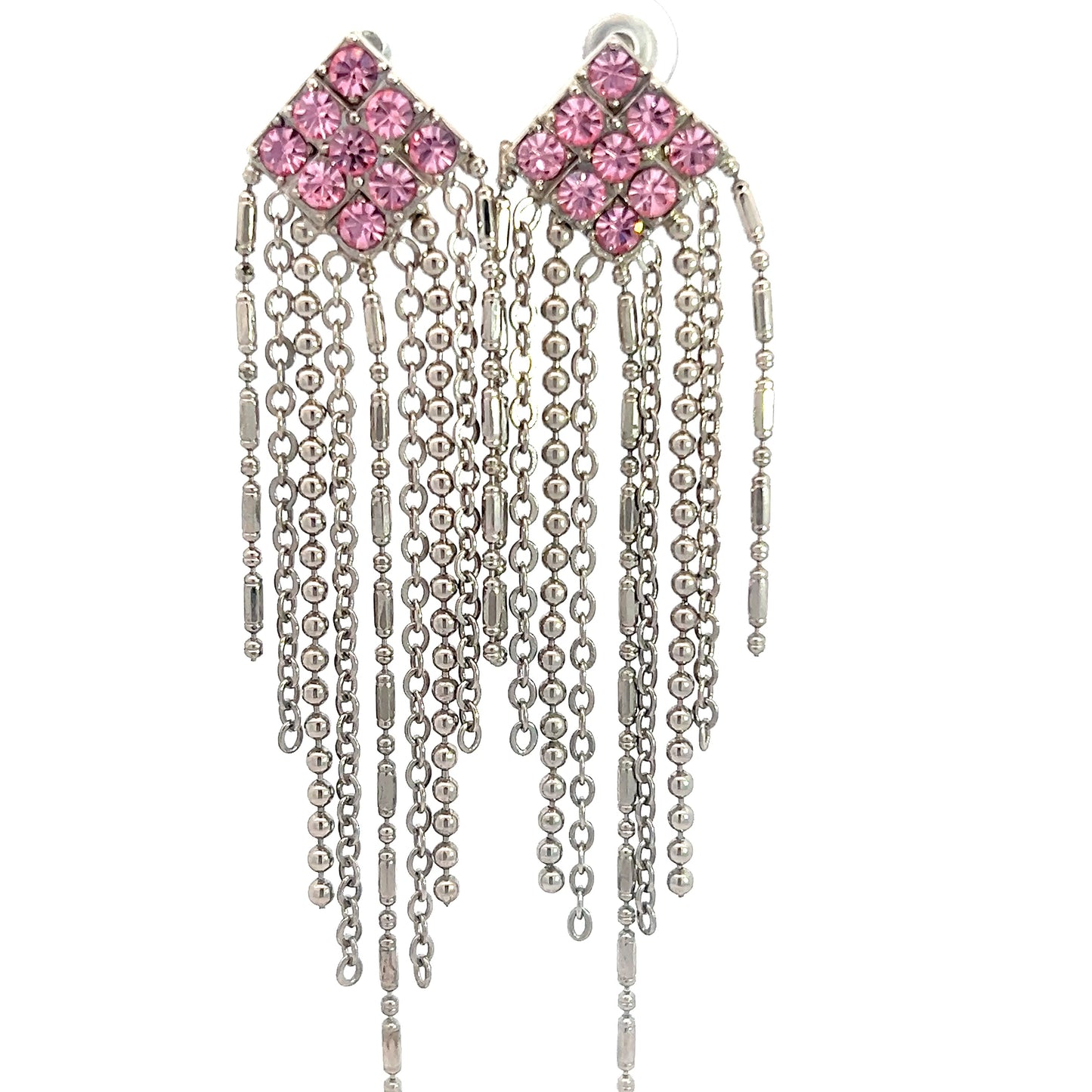 Pink & Silver Fringe Earring - Born To Glam