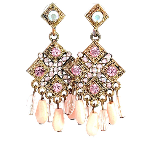 Pink & Peach Gold Dangle Earring - Born To Glam