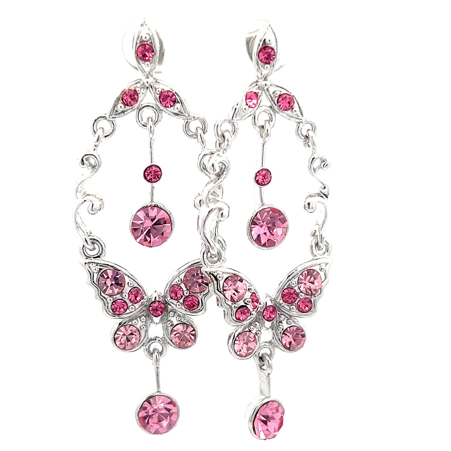 Pink Butterfly Crystal Dangle Earring - Born To Glam