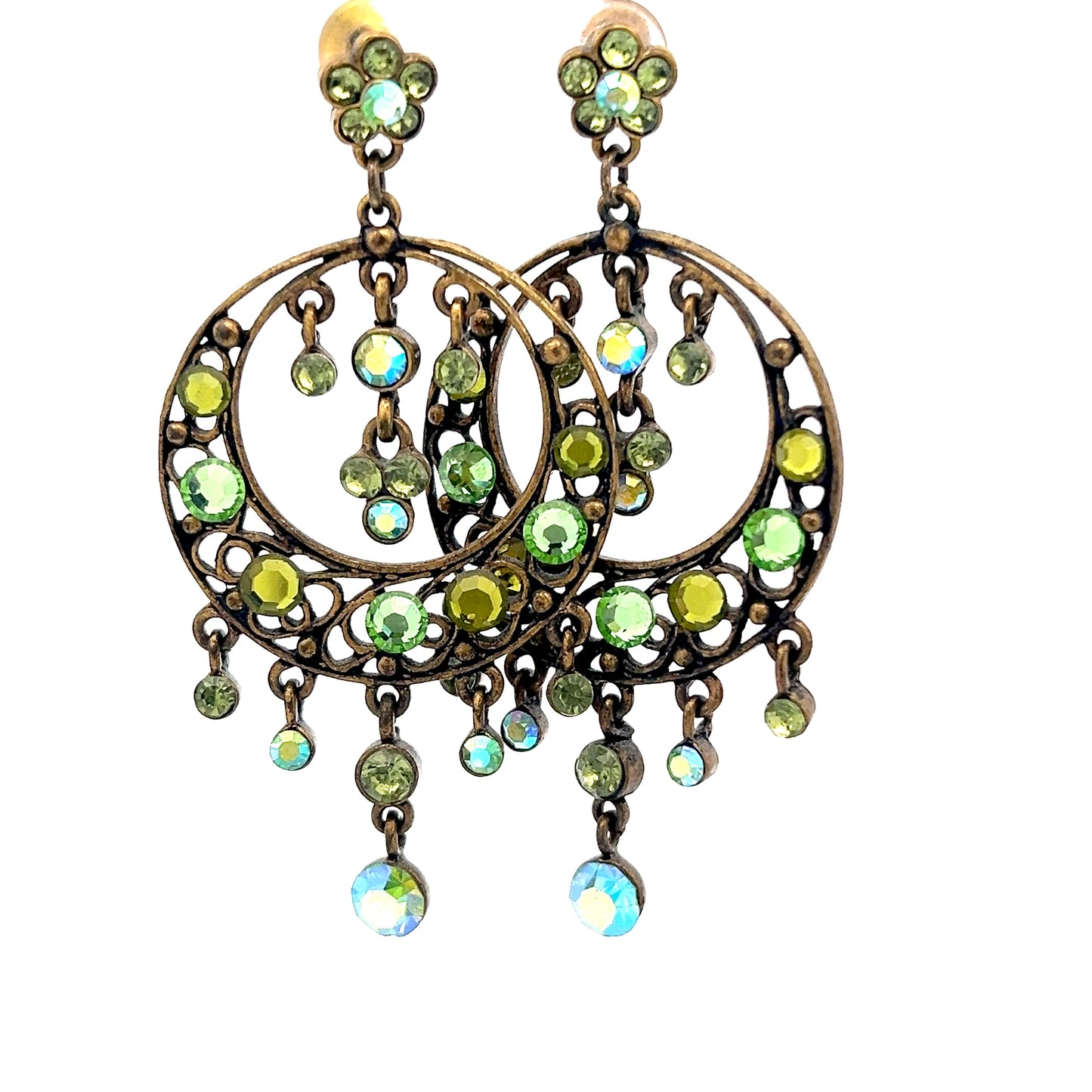 Load image into Gallery viewer, Green Crystal Circle Dangle Earring - Born To Glam
