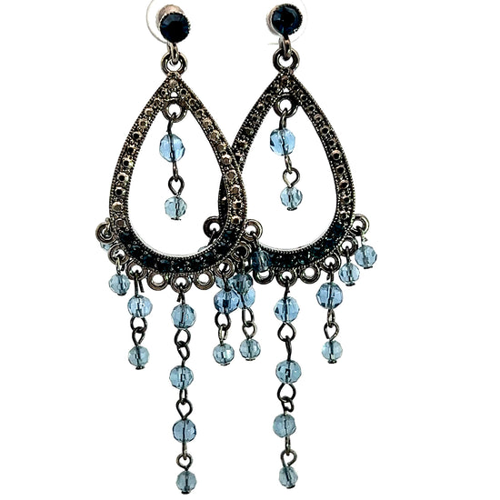 Blue & Navy Crystal Dangle Earring - Born To Glam