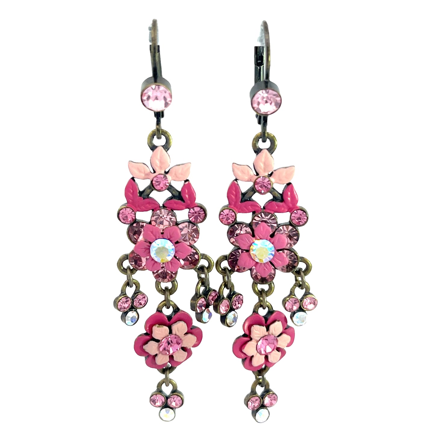 Load image into Gallery viewer, Pink Flower Long Dangle Earring - Born To Glam
