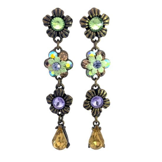 Green Floral Long Earring - Born To Glam