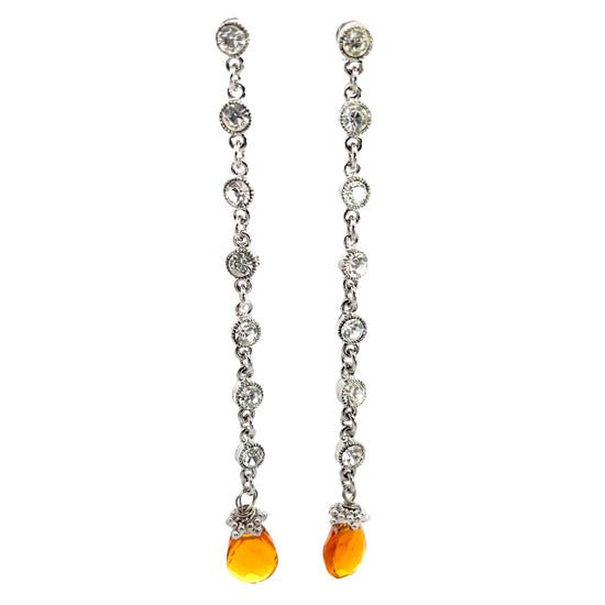 Amber Crystal Long Dangle Earring - Born To Glam