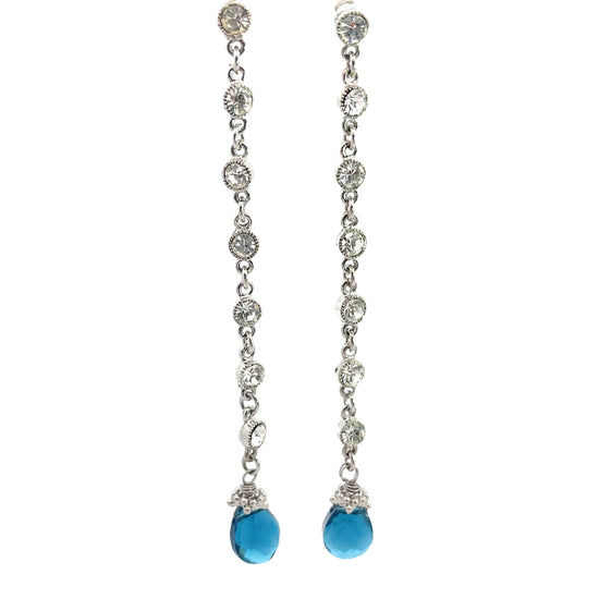 Load image into Gallery viewer, Blue Crystal Long Dangle Earring - Born To Glam
