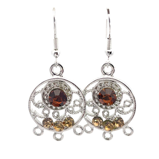 Brown Crystal Wire Dangle Earring - Born To Glam