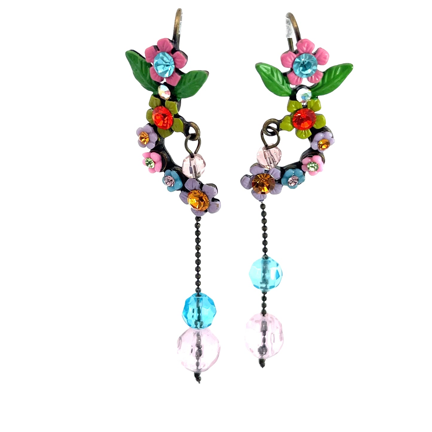 Load image into Gallery viewer, Multicolor Flower Leaf Dangle Earring - Born To Glam
