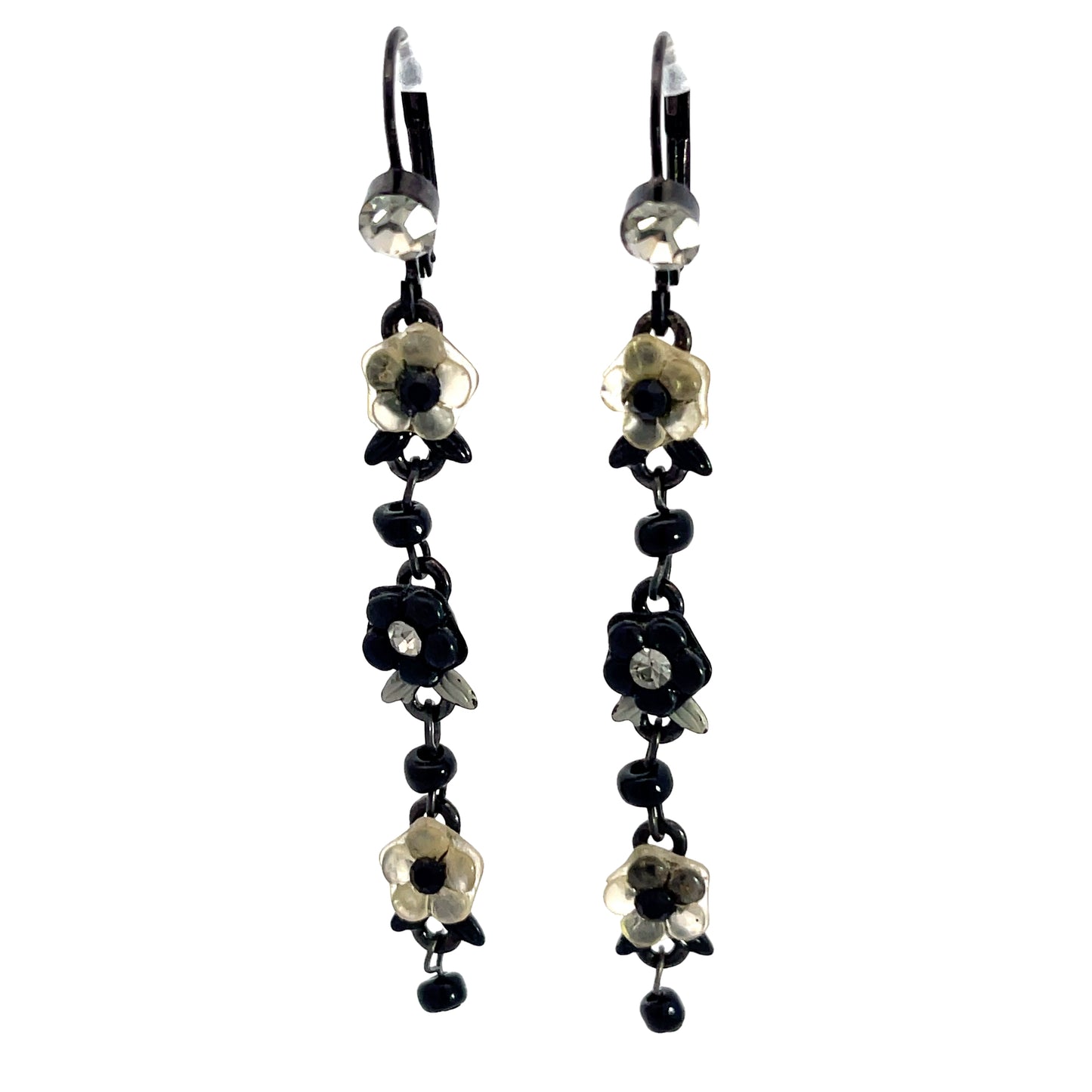 Black & Gray Floral Dangle Earring - Born To Glam