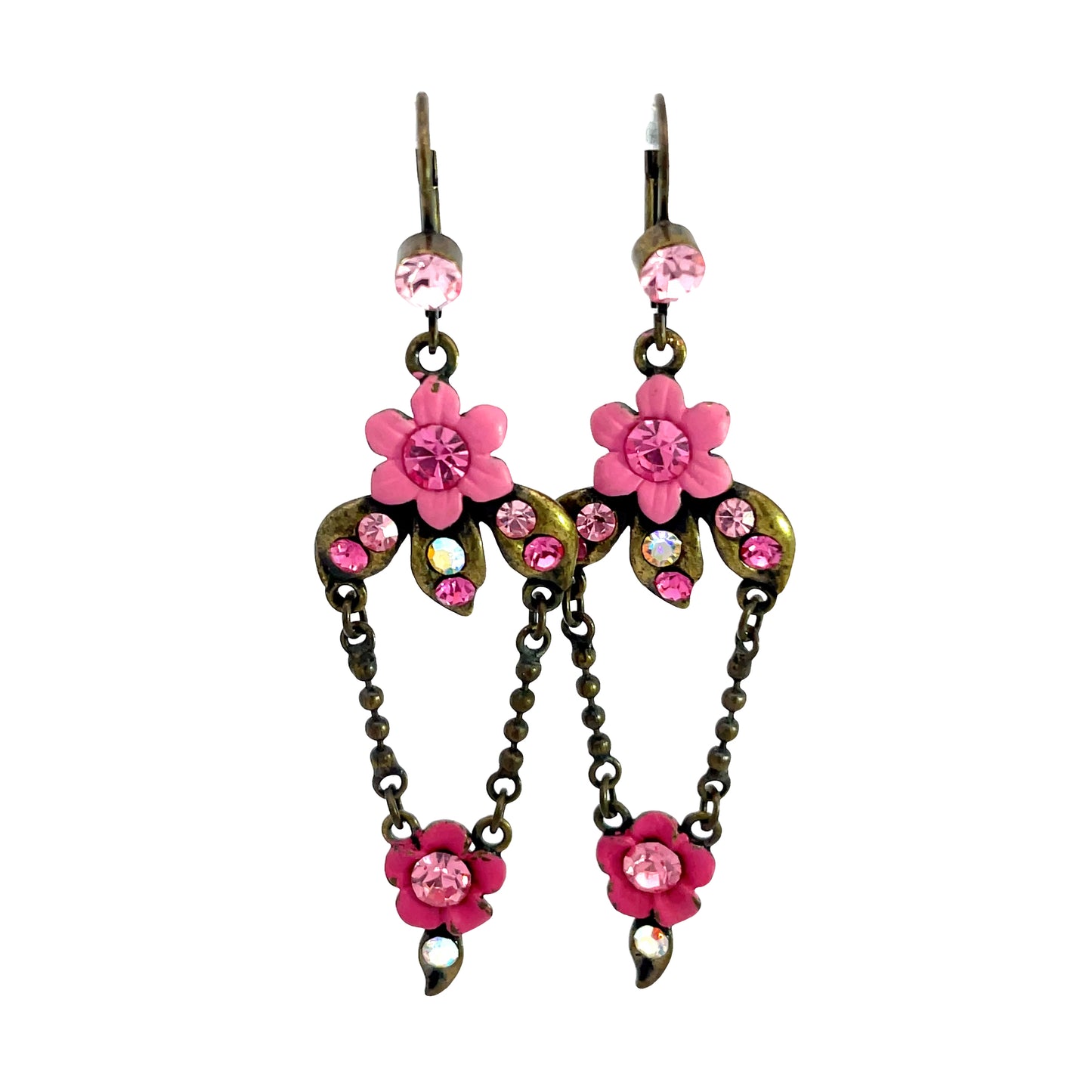 Pink Flower V Chain Earring - Born To Glam