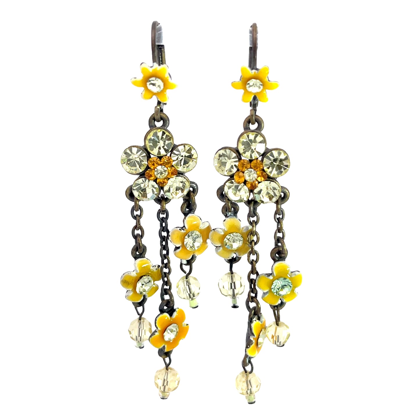 Load image into Gallery viewer, Yellow Crystal Flower Dangle Earring - Born To Glam
